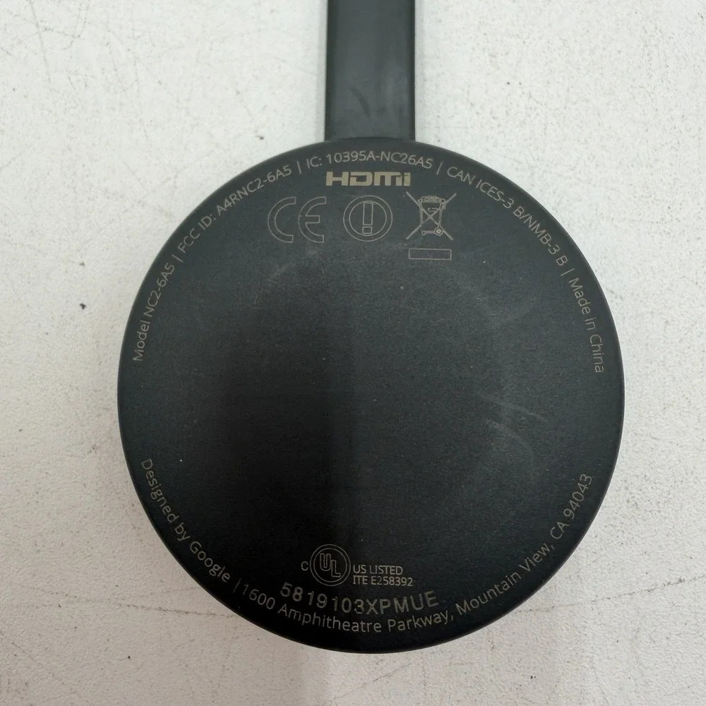 Google Chromecast Model NC2-6A5 HDMI Black 2nd Device Only